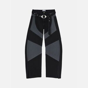 The Attico Black and Gray Patchwork Wide-Leg Jeans